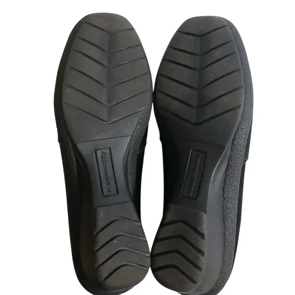Solesenseability Black Leather Comfort Wedge Slip On Shoes Women’s 8 Travel Work